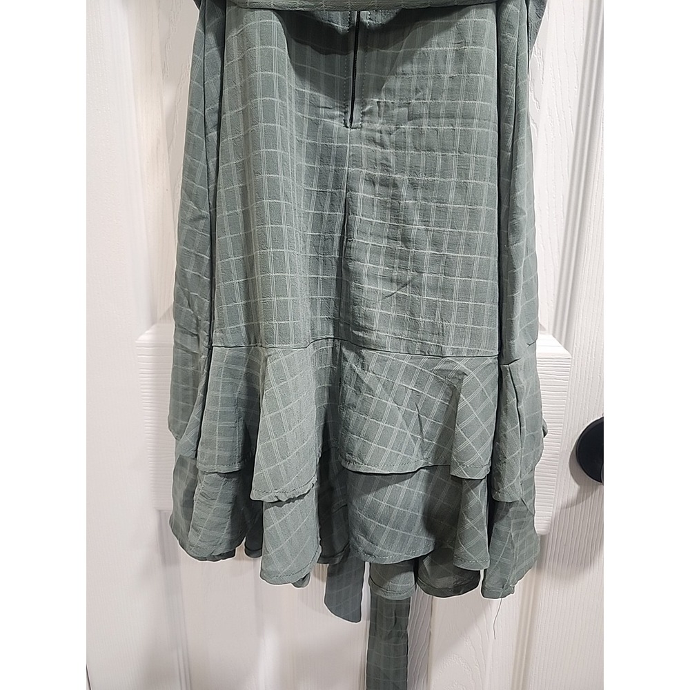 Ruffle Tiered Sage Green  mini dress size M flare cami Top Fairycore  Dainty - Picture 9 of 16